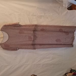 Formal Beaded Full Length Rose Colored Dress sz 14/16